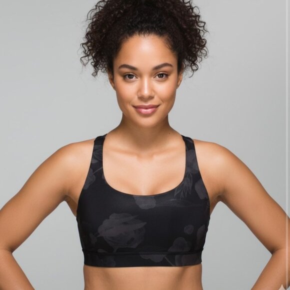 lululemon athletica Other - RARE Like New Lululemon Energy Sports Bra Inky Floral Black Size 8 M Yoga